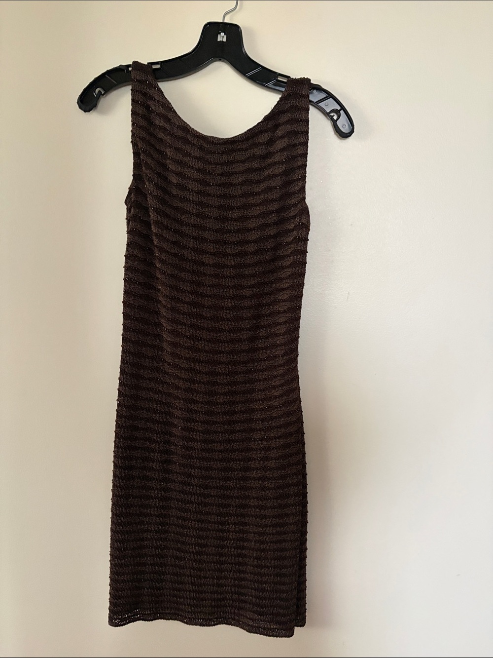 Carmen Marc Valvo Dark Brown Textured Knit Sheath Dress